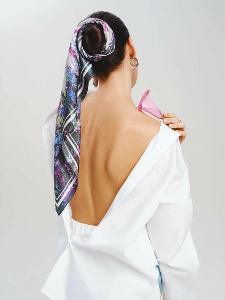 Premium silk scarf "Energy" 65-6 photos