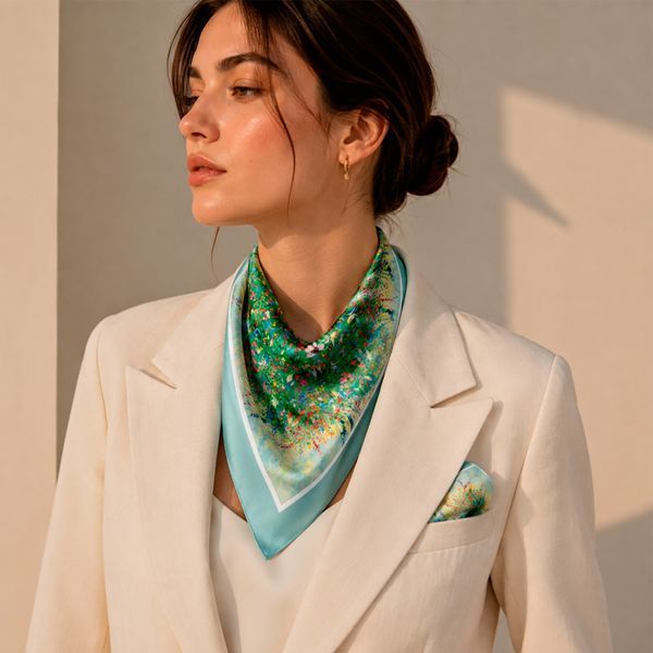 Reversible Pocket Square "Summer Field" P-44-2-D photos