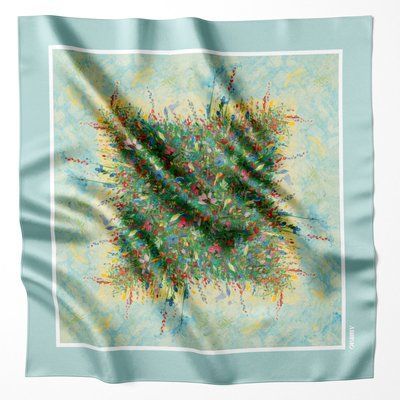 Premium silk scarf "Summer field" 44х44 44-2 photos