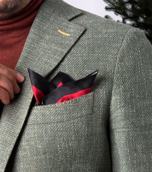 Silk pocket square "Red" P-44-99 photos