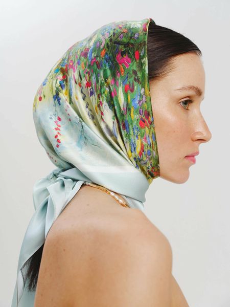 Premium silk scarf "Summer field" 65-2 photos