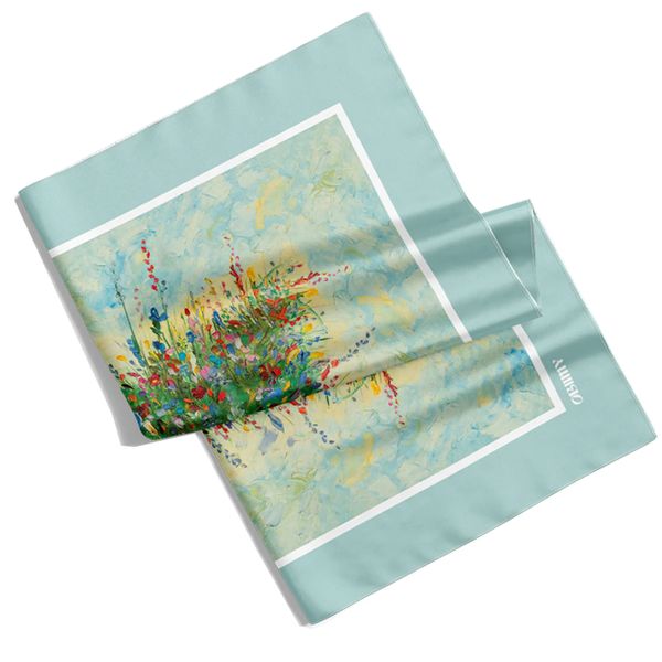 Premium silk scarf "Summer field" 65-2 photos