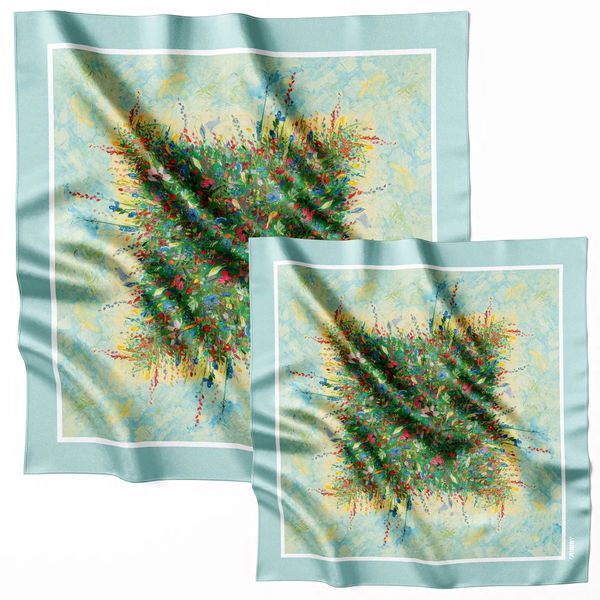 Premium silk scarf "Summer field" 65-2 photos