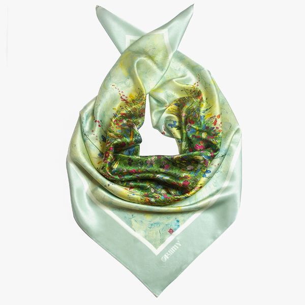 Premium silk scarf "Summer field" 65-2 photos