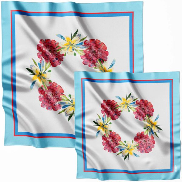 Premium silk scarf "Summer wreath" 65-1 photos