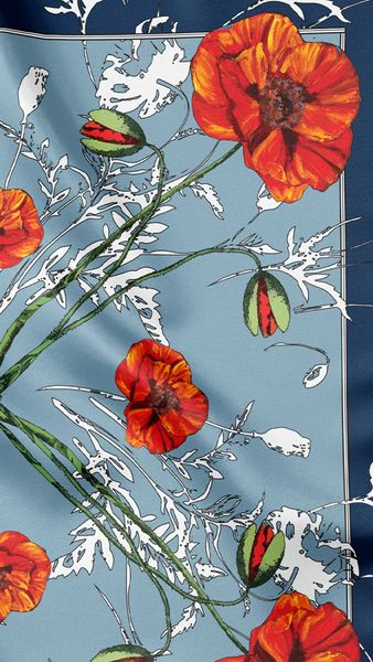 Premium silk scarf "Poppy Flower" 44-10 photos