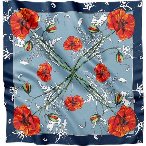 Premium silk scarf "Poppy Flower" 44-10 photos