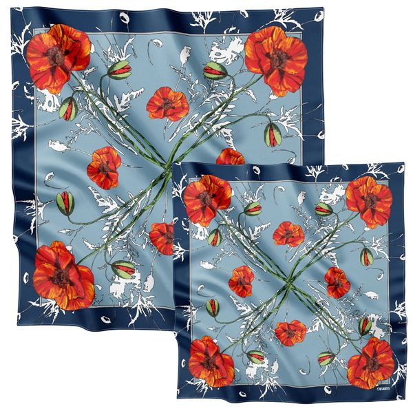 Premium silk scarf "Poppy Flower" 65-10 photos